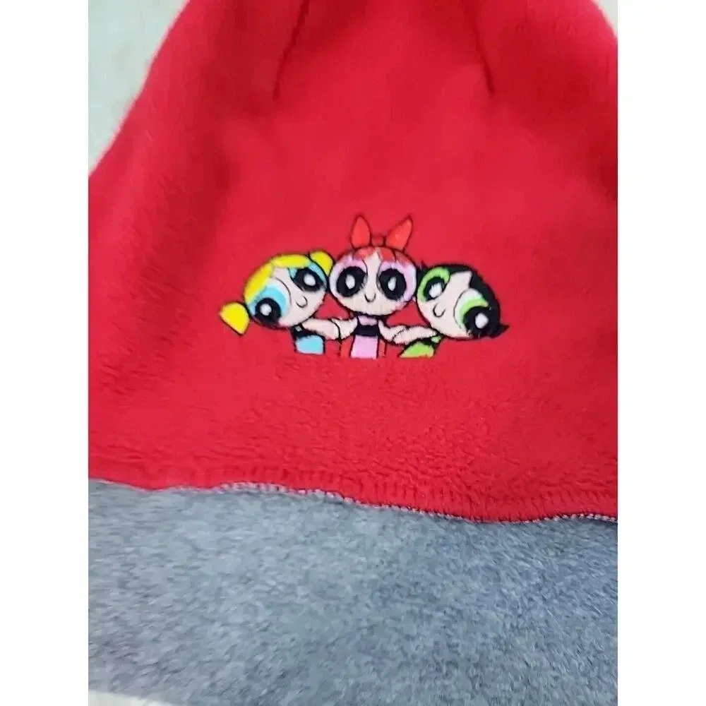 Vintage Y2K‎ Youth Powerpuff Girls Cartoon Network Fleece PomPom Winter Hat Red